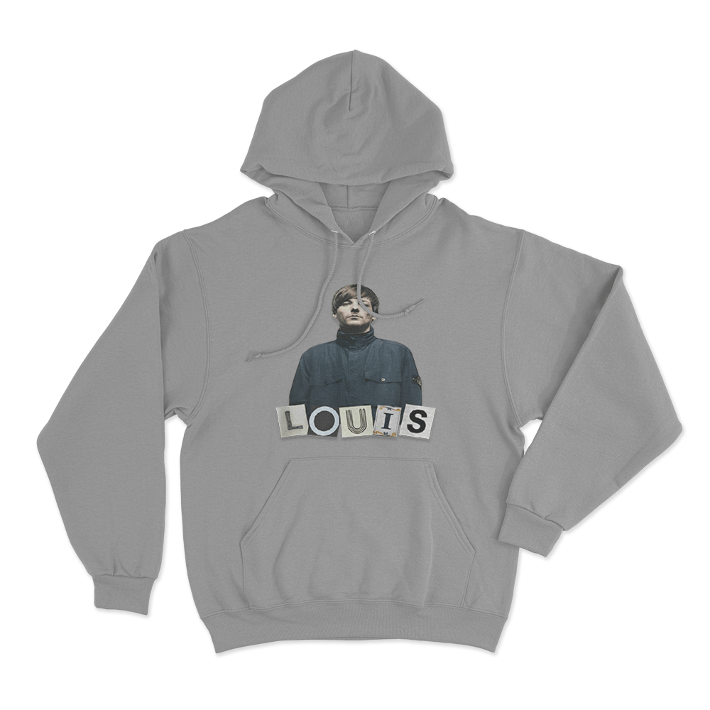 Louis Portrait Letters Unisex Hoodie Grey Louis Portrait Letters Unisex Hoodie Grey