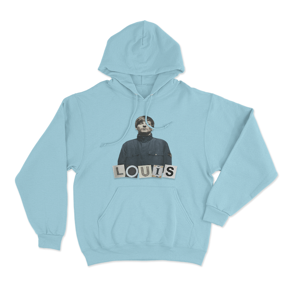 Louis Portrait Letters Unisex Hoodie Sky Blue Louis Portrait Letters Unisex Hoodie Sky Blue