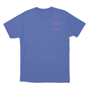 Pink Smiley Logo Unisex T Shirt Blue