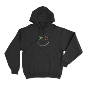 Rainbow Smiley Face Logo Unisex Hoodie Black