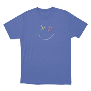 Rainbow Smiley Face Logo Unisex T Shirt Blue