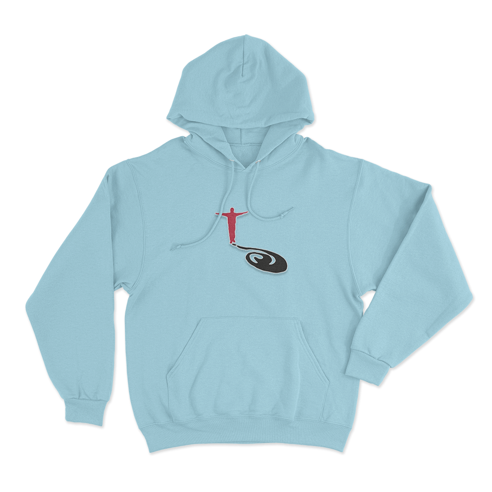 Red Figure Question Mark Unisex Hoodie Sky Blue Red Figure Question Mark Unisex Hoodie Sky Blue