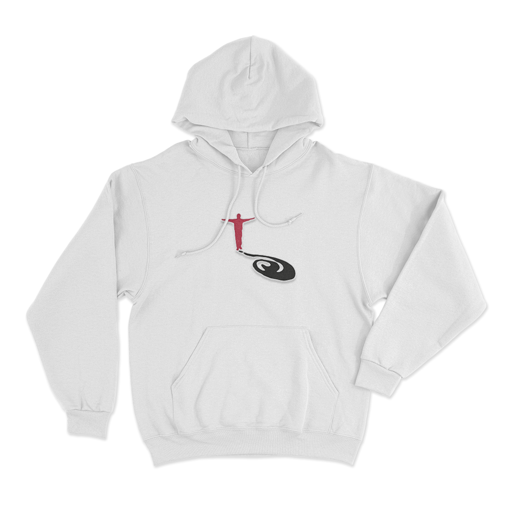 Red Figure Question Mark Unisex Hoodie White Red Figure Question Mark Unisex Hoodie White
