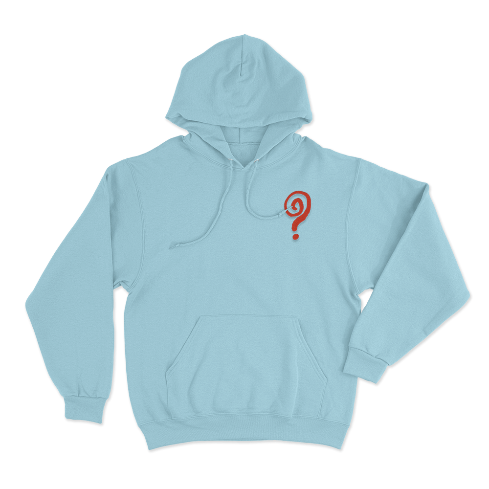 Swirly Question Mark Unisex Hoodie Sky Blue Swirly Question Mark Unisex Hoodie Sky Blue