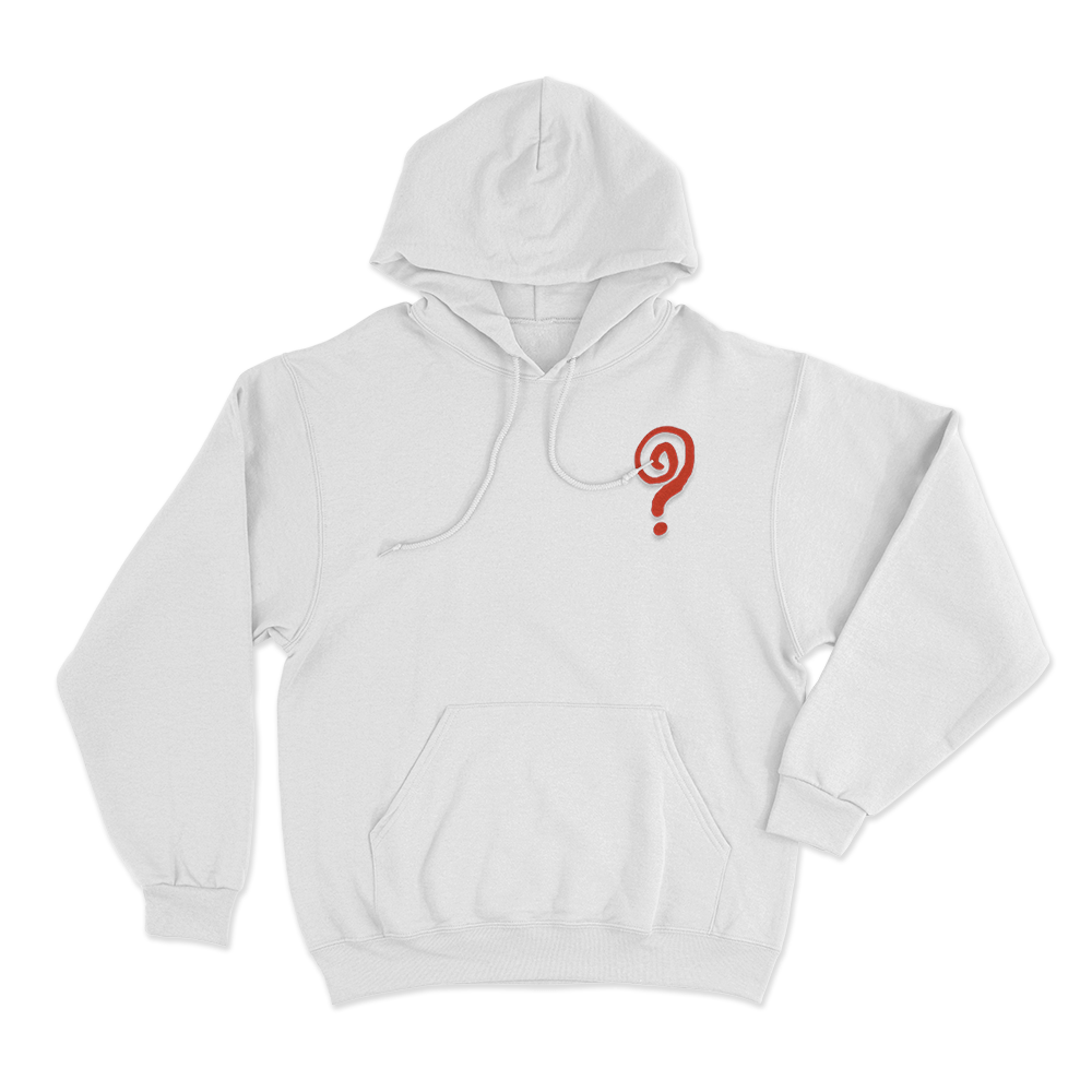 Swirly Question Mark Unisex Hoodie White Swirly Question Mark Unisex Hoodie White