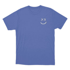 White Smiley Logo Unisex T Shirt Blue